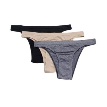 Imagem de Kit com 3 calcinhas tanga Trifil 4403, Macadamia, Mescla, Preto, 0057,