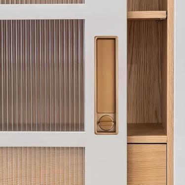 Imagem de Hoconnie Trava de maçaneta de bolso com puxador de borda, trava de encaixe de porta deslizante de privacidade, ferragens de porta deslizante embutida para porta de espessura de 3,8 cm - 2,5 cm