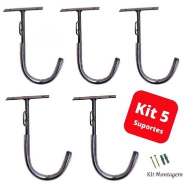 Imagem de Kit 5 Suportes para Pendurar Bicicleta na Parede - Loolo