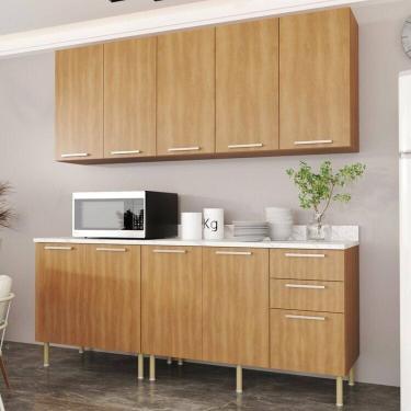 Imagem de Cozinha Compacta 6 Peças, 9 Portas e 3 Gavetas Freijó