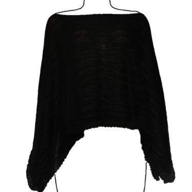 Imagem de Poncho Feminino Boho de Tricô Katlen Tricot  Capa Manta Estilo Boho Ch