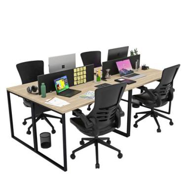 Imagem de Estação de Trabalho Mesa Plataforma Industrial 4 Lugares Office Netmob