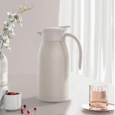 Imagem de Garrafa térmica de café de 1.2 litro à prova de vazamento, garrafa térmica de aço inoxidável, isolada, de aço inoxidável, para viagem, escritório, escola, festa, acampamento, 1.2 litro