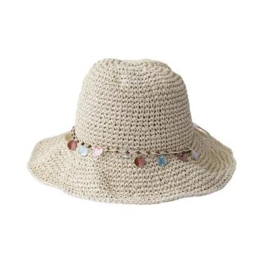 Imagem de Chapéu Balde de Palha Dobrável Multicolorido para Meninas - Chapéu de 