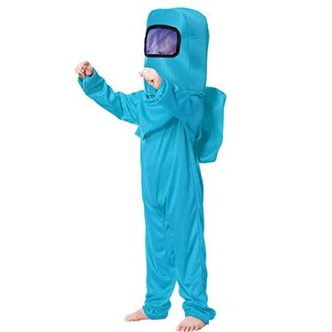 Imagem de Noucher Kids Astronaut Costume Game Space Suit Red Jumpsuit Halloween Backpack Cosplay Costumes for Boys Kids Girls Aged 3-10(Tag XL(9-10T), Light Blue)