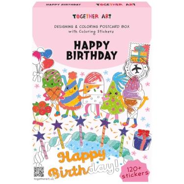 Imagem de Together Art Happy Birthday Designing & Coloring Envelope Card Art Box – 14 Cards & 100+ Stickers, Creative Craft Kit for Kids & Family