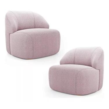 Imagem de Kit 2 Poltronas Organica Eloa Boucle Rose - Londrilar - LM DECOR