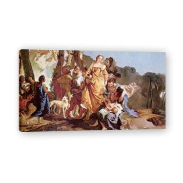 Imagem de Impressão em tela Finding of Moses Giovanni Battista Tiepolo – Obra-prima rococó barroca, pintura escolar de Veneza, pintura a óleo decorativa para galeria doméstica 50 x 100 cm