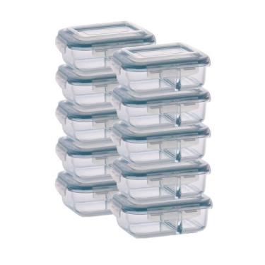 Imagem de Pote de Vidro Hermético Com Divisoria 640ml Marmita 10 Unidad - QUALIT