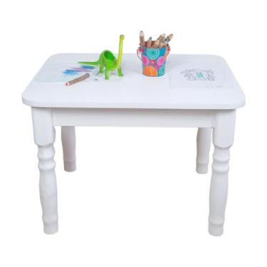 Imagem de Mesa Infantil Madeira Branca Reforçada Educacional Segura Estável Durá