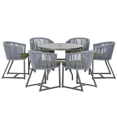 Imagem de Mesa com 6 Cadeiras de Jantar Roma 120cm e Noronha em Alumínio