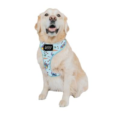 Imagem de Sassy Woof Peitoral ajustável para cães – Disney Stitch – GG, malha respirável, design sem puxão com dois anéis D, design patenteado, perfeito para cães extragrandes – oficialmente licenciado