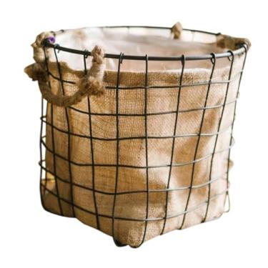 Imagem de WeiLaiKeQi Cesta de ferro trançado para flores, cesta de armazenamento, decoração campestre, arranjo floral, suporte de flores para, decoração de, L