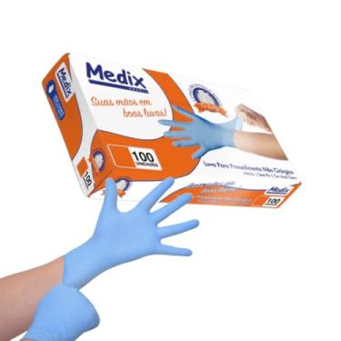 Imagem de MEDIX Luva Nitrilica Azul Sem Pó Medix Brasil Tamanho M - Caixa Com 100 Unidades
