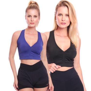 Imagem de Kit 2 Top Feminino Academia Treino Alta Sustentação Fitness - Brás e C
