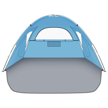 Imagem de Hoeada Tenda De Praia Com Abrigo Solar, Sombra Proteção Uv Fps 50+ Para 2 A 3 Pessoas, Cabana Portátil E Fácil Montar, Portas Enroláveis, Hastes Fibra Vidro 8 Mm, Bolsa Transporte Incluída