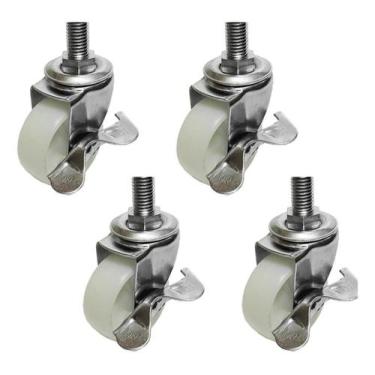 Imagem de 04 Rodas Rodinha Freio Trava Estante Bancada Mesa Costura. - Evolvere