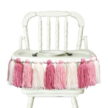 Imagem de Vgaruint Guirlanda Rosa Blush - Faixa Para Cadeira Alta, Com Tema De Borla Menina, Acessório Fotos Bolo Meninas, Decoração Parede Quarto Infantil, Festa Berçário, Sala Aula