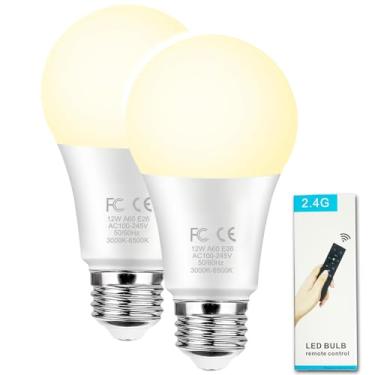 Imagem de GRV Lâmpada Inteligente 12W A60 Com Controle Remoto De 2,4 Ghz, Led Que Muda Cor, Regulável Continuamente 3000 A 6500 K, Equivalente Incandescente 100 W, Cri 1000 Lm > 80, Base E26, Decoração Para C