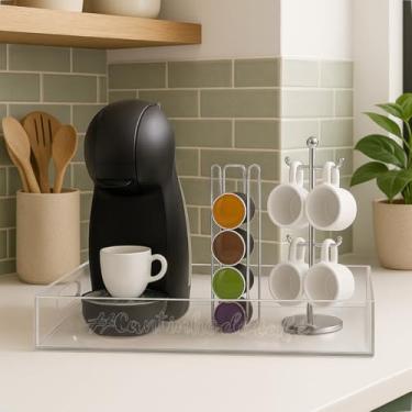 Imagem de Bandeja Decorativa Cantinho do Café Retangular Em Acrilico 3mm Transparente Cristal Com Alça