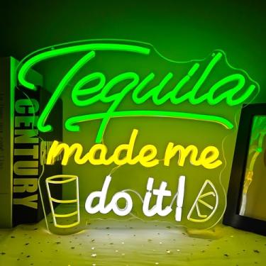 Imagem de CinsYarn Placa De Neon Led Tequila Made Me Do It Para Decoração Parede, Iluminação Regulável Bar, Festa, Casa, Cerveja, Pub, Homem Negócios, Caverna, Bistrô, Clube