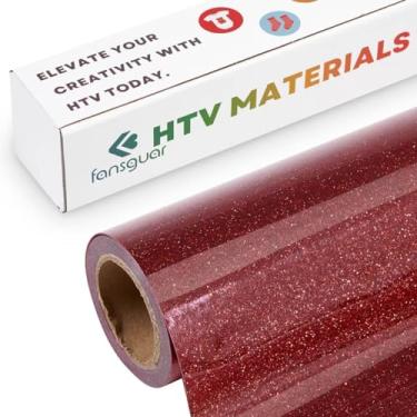 Imagem de FANSGUAR Rolo De Vinil Htv Com Glitter Vermelho Vinho - 12" X 6 Pés Para Transferência Calor Camisetas Diy E Presentes
