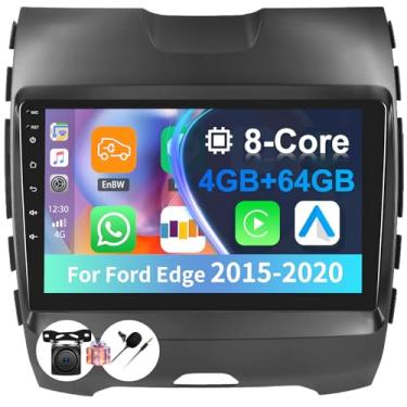 Imagem de [4+64G] Qualcomm Android 15 estéreo automotivo de 8 núcleos para Ford Edge 2015-2020 com carro sem fio e Android Auto, rádio veicular de 23 cm com link espelhado Bluetooth 5.1 FM/RDS DSP WiFi, GPS SWC