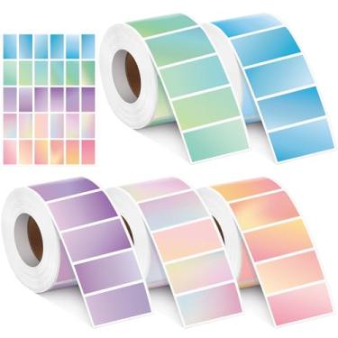 Imagem de Humyoun 2500 etiquetas adesivas térmicas de 5 cm autoadesivas, retangulares, térmicas diretas, adesivos de impressora multiuso para design de logotipo, código Qr, etiqueta de nome (cor gradiente)