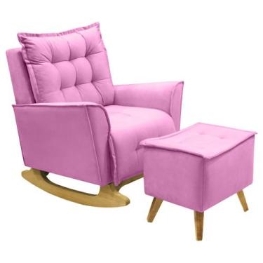 Imagem de Poltrona Amamentação De Balanço Helena + Puff Veludo Quarto - Kasa Sof