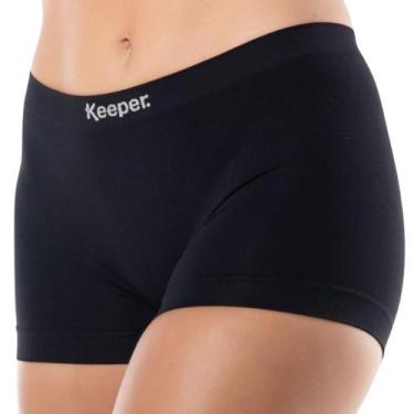 Imagem de Calcinha Boxer Cueca Feminina Microfibra Boyshort Box - Keeper, Preto,