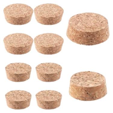 Imagem de 10 plugues grandes de cortiça afunilados de madeira, 2 tamanhos de tampas de cortiça de 3,8 a 4,9 cm de diâmetro, plugues de rolhas afuniladas, rolhas grandes para garrafas de vidro, potes de
