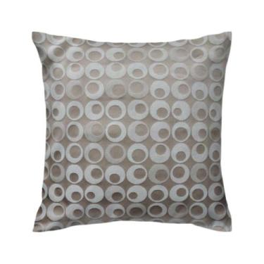 Imagem de Capa de almofada VivaIN geométrico shantung bege bola branca