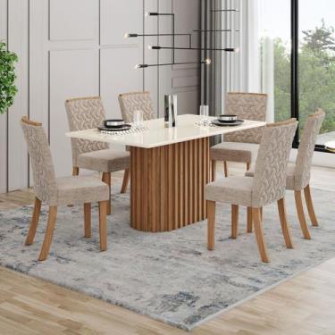 Imagem de Mesa de Jantar 6 Lugares Luana com Vidro Nature/Off White/Creme - Pnr 