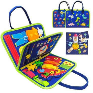 Imagem de Maleta Sensorial Feltro Montessori Livro Busy Book Educacional Motora 