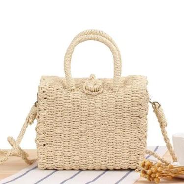 Imagem de Bolsa Tote Feminina de Palha Grande - Design Luxuoso para Verão e Prai