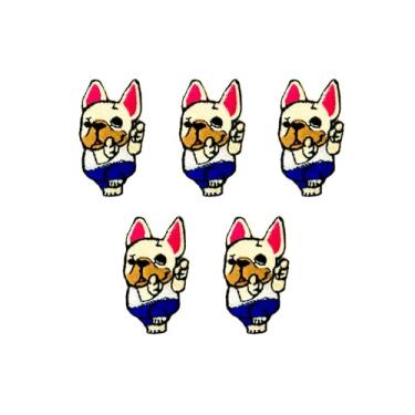 Imagem de TH88 Conjunto de 5 peças Mini Bulldog Francês Filhote de Cachorro Remendos Bonito Logotipo de Desenho Animado 6 Patches Costurar Ferro em Aplique Bordado Emblema Sinal Remendo Roupas DIY Fantasia