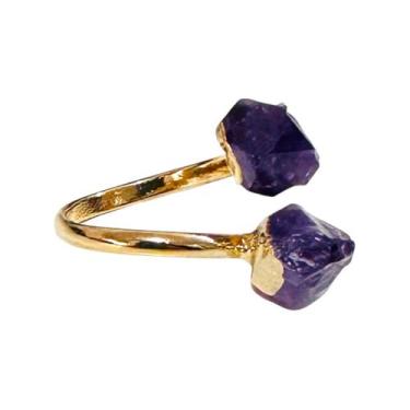 Imagem de Anel Pedra Natural Ametista Bruta - Ajustável - Equilíbrio Pedras Natu