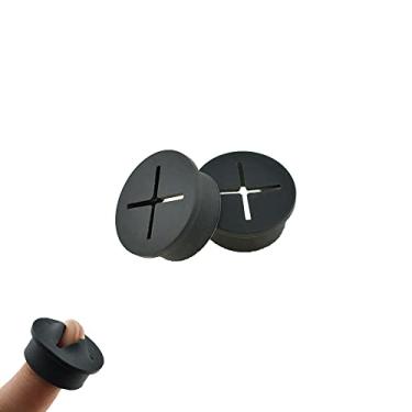 Imagem de HAHIYO 4 peças de 2,5 cm/25 mm preto flexível de borracha para mesa com ilhós, cabo de gerenciamento, capa de orifício, organizador de fios para computador, escritório, casa, escola, sistemas de