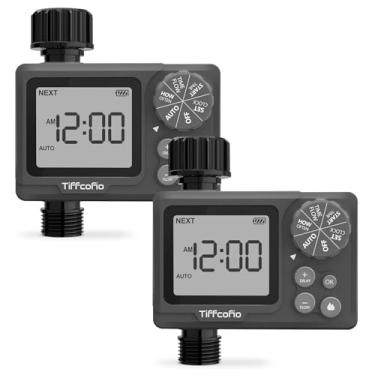 Imagem de TiFFCOFiO Novo temporizador programável de controle de volume de água, temporizador de mangueira de controle de duração da água com medidor de água, rega automática e manual para irrigação, jardim e