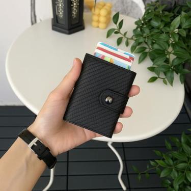 Imagem de Carteira Masculina Slim com Bloqueio Anti furto Porta Cartão RFID - No