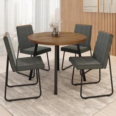 Imagem de Conjunto Sala de Jantar 4 Cadeiras Piemonte Carraro Nogal e Preto