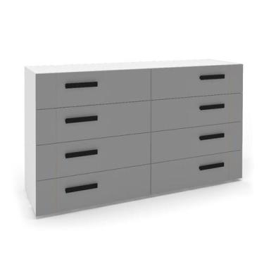 Imagem de Cômoda Lisboa 8 Gavetas Cinza e Branca - Modern, Branco e Cinza