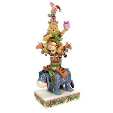 Imagem de Enesco Coleção Disney Traditions estatueta empilhada de Jim Shore Ursinho Pooh e seus Amigos - Estatuetas colecionáveis de Natal da Disney Pintadas à mão - Estátua de decoração de casa, 24 cm
