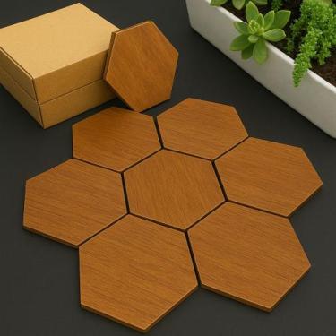 Imagem de Kit 10 Placas Hexagonal Decoração De Parede 3D Hexágonos Uv Autocolant