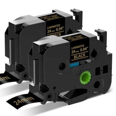 Imagem de Buyalot Fita de substituição compatível com AZe-354 de 24 mm para Brother P Touch Tze TZ Fita 24 mm 0,94 ouro laminado em preto TZe354 1 polegada para etiquetadora Ptouch PTD600 PT-P710BT PT-P750W,