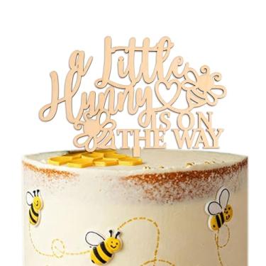 Imagem de ZAIBIANHAO A Little Hunny Is On The Way Cake Topper - Wooden Bee Theme Baby Shower Party Decoration，Pregnancy Announcement Gender Reveal Party Supplies Photo Props (honey topper)