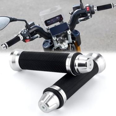 Imagem de 2 Pegadores de guidão de motocicleta, 2,7 cm e 2,5 cm de borracha macia com tampas de barra de alumínio CNC, compatível com Harley, Honda, Yamaha, Kawasaki, Suzuki, punhos de corrida antiderrapantes