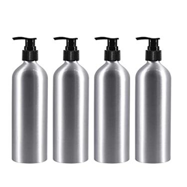 Imagem de EXCEART 4 frascos vazios de bomba de 250 ml de alumínio para loção de 250 ml, dispensador de sabonete, dispensador de sabonete, frasco de xampu para lavagem corporal, creme facial, sabonete líquido