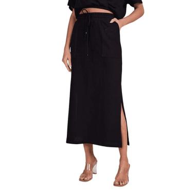 Imagem de Saia Feminina Lado Avesso Long Midi Preta - L125555-Feminino