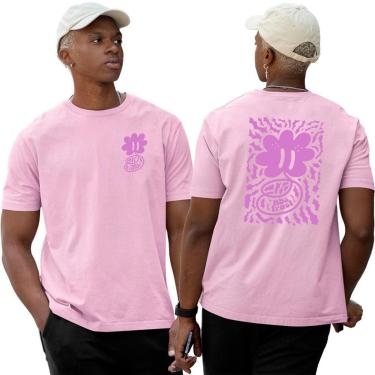 Imagem de Camiseta Algodão Basica‎ Abstract Thorns Flowers Pink Street-Unissex